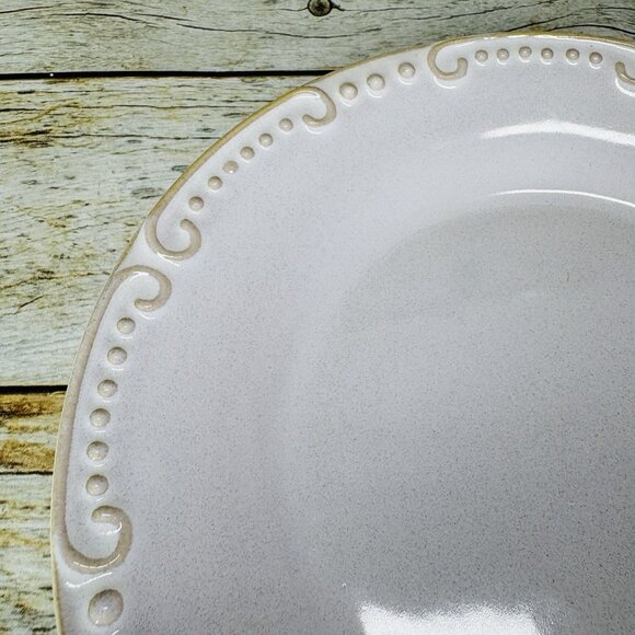 Pier 1 NATALIA Cream Embossed Dots & Scrolls Stoneware Salad Lunch Plates Set 2 - Picture 10 of 13